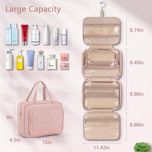 Large Travel Cosmetic Bag with Waterproof Hanging Hook