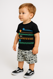 Cute robo printed half sleeves T shirt with shorts | Full suit