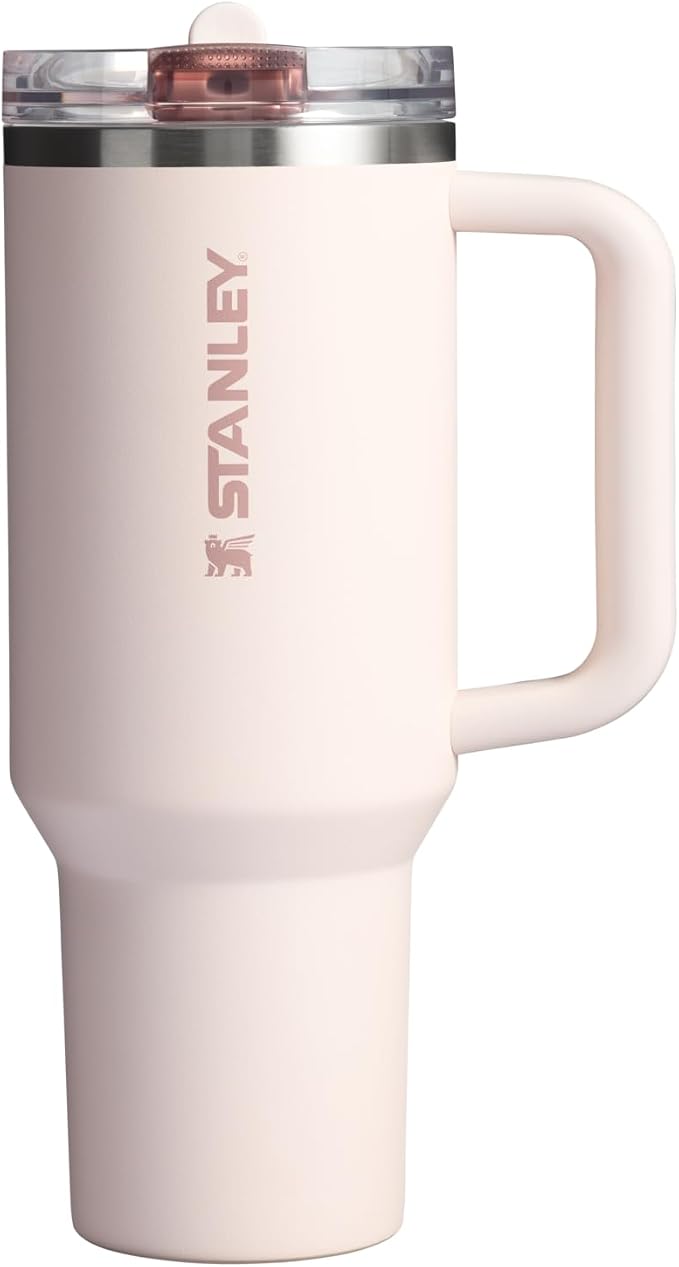 Stanley Quencher H2.0 FlowState Stainless Steel Vacuum Insulated Tumbler with Lid and Straw 40oz baby pink