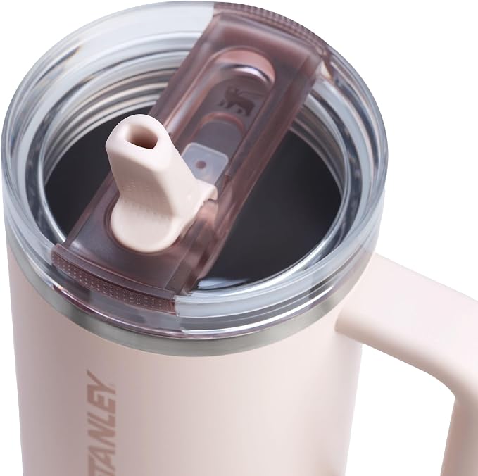 Stanley Quencher H2.0 FlowState Stainless Steel Vacuum Insulated Tumbler with Lid and Straw 40oz baby pink
