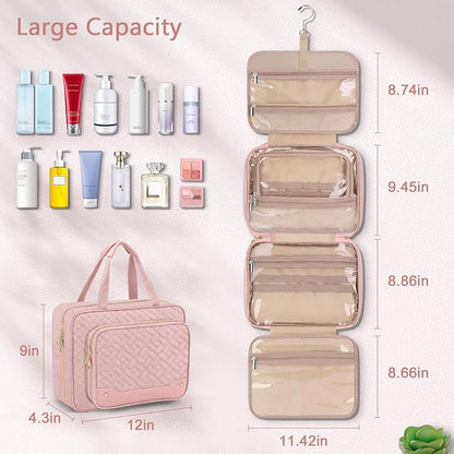 Large Travel Cosmetic Bag with Waterproof Hanging Hook