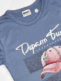 Blue printed half sleeves T shirt with shorts