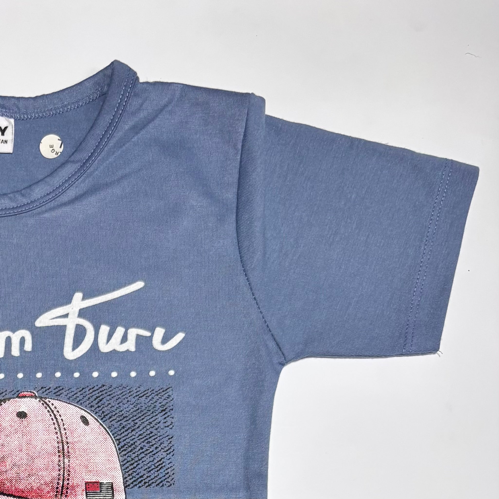 Blue printed half sleeves T shirt with shorts