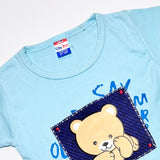 Cute bear printed half sleeves T shirt with shorts