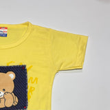 Cute bear printed half sleeves T shirt with shorts