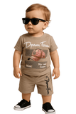 Baige printed half sleeves T shirt and shorts | Full suit
