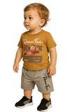 Half sleeves T shirt and shorts Brown printed  | Full suit