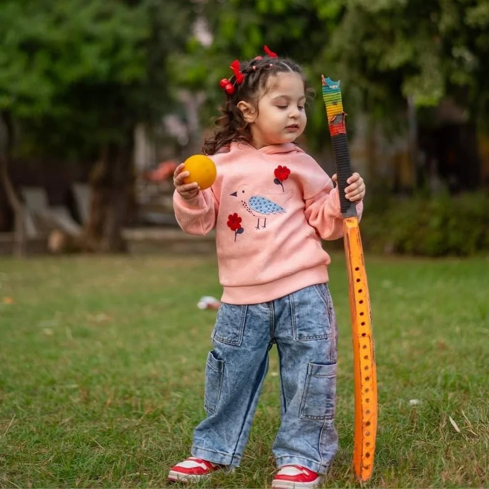 Pink hoddie embroidered bird