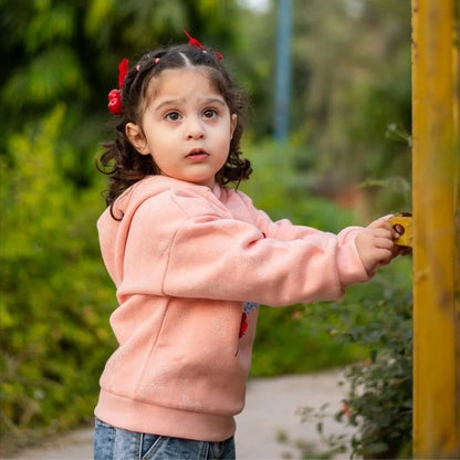 Pink hoddie embroidered bird