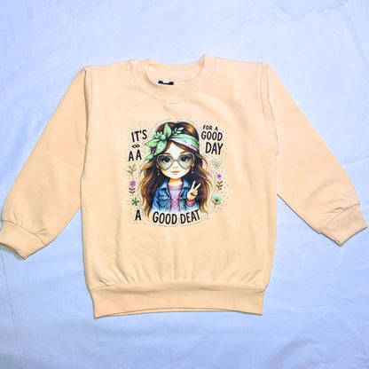 Printed barbie kids winter Full sleeves T shirt and trousers