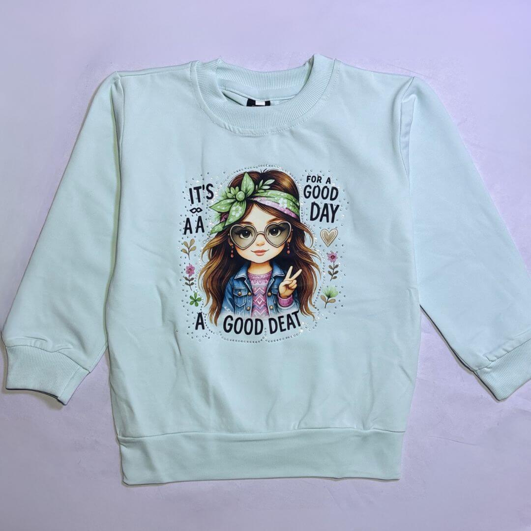 Printed barbie kids winter Full sleeves T shirt and trousers