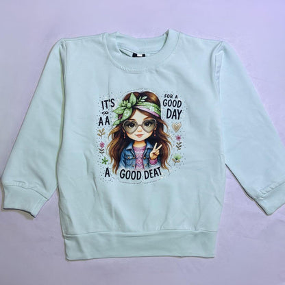 Printed barbie kids winter Full sleeves T shirt and trousers