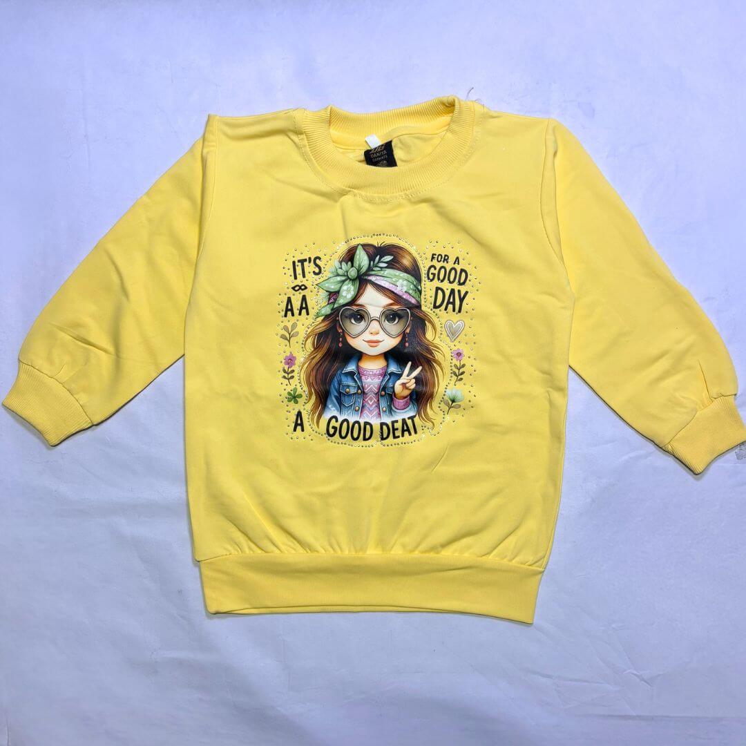 Printed barbie kids winter Full sleeves T shirt and trousers