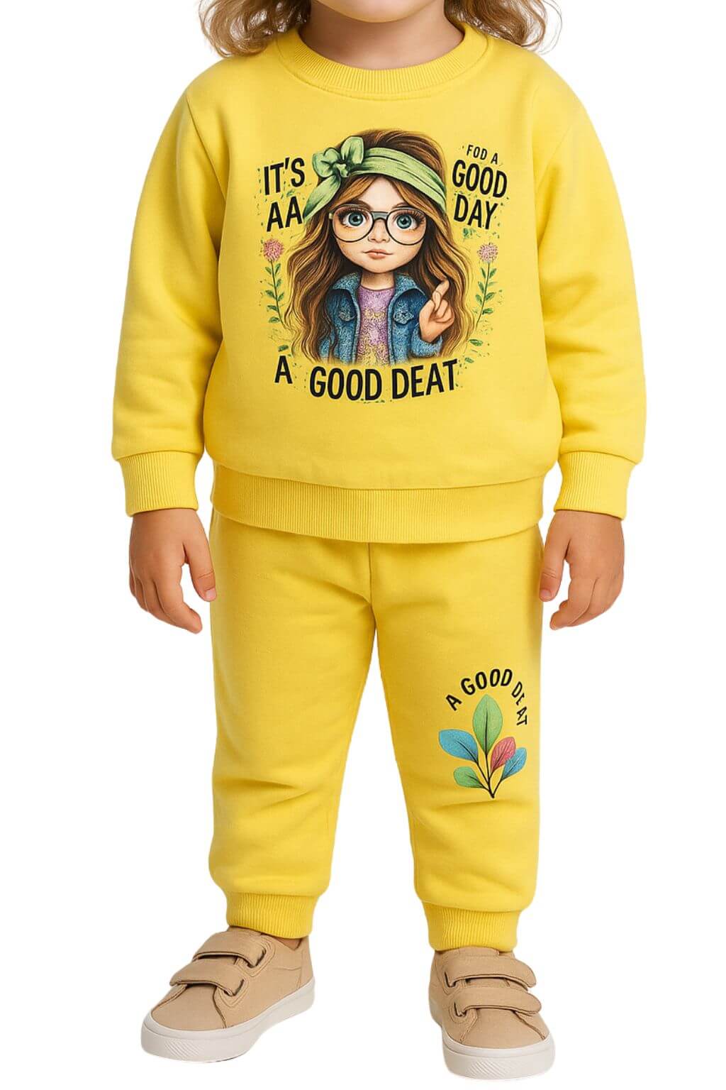 Printed barbie kids winter Full sleeves T shirt and trousers